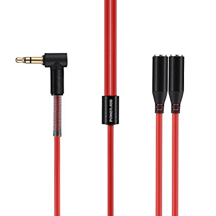 Poweradd 3.5mm Stereo Audio Y Splitter Cable 3.5mm Male to 2 Port 3.5mm Female for Earphone and Headset Splitter Adapter 2.5ft - Red