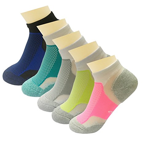 5 Pack Women's Low Cut No Show Athletic Socks High Performance Running Cushion Sports Sock Size 6-10