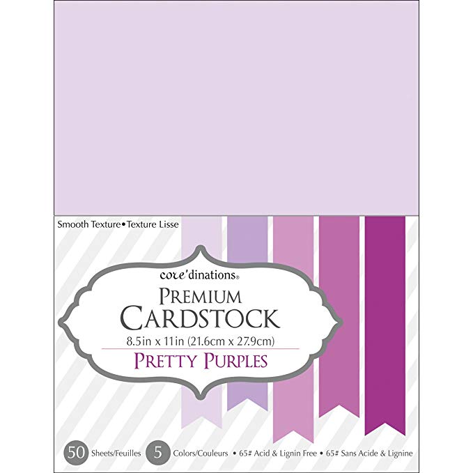 CORE'DINATIONS GX-2200-63 Card Stock Value Pack Pretty Purplesm8.5X11 50Pk