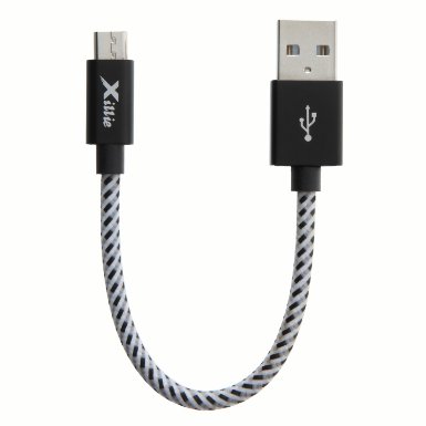 Xillie Short USB 20 A Male to Micro B USB Triple Shielded Wired Cable 05 Feet - Black