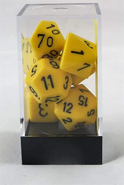 Polyhedral 7-Die Opaque Dice Set - Yellow with Black