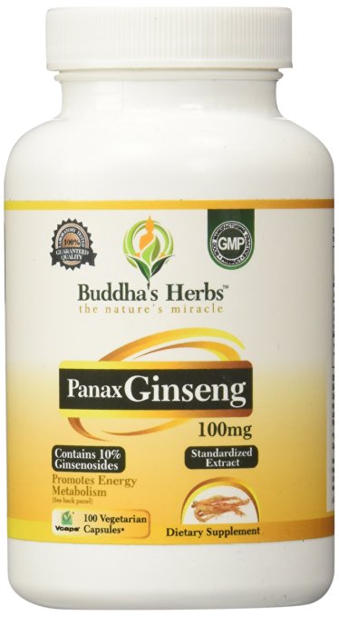 Buddha's Herbs Panax Ginseng 100 mg - 100 Ginseng Capsules - 10% Ginsenosides - Ginseng Tablets - Ginseng Pills - Panax Ginseng
