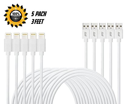 Apex Cables || iPhone Chargers || 5 pack (3 ft) || Phone Cables || Durable Phone Chargers || 100% Satisfaction Guarantee || Quality iPhone Charging Cables || Strong Charging Cords for iPhone||