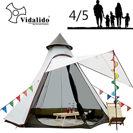Vidalido 12'x10'x8'Dome Camping Tent 4-5 Person 4 Season Double Layers Waterproof Anti-UV Windproof Tents Family Outdoor Camping Tent