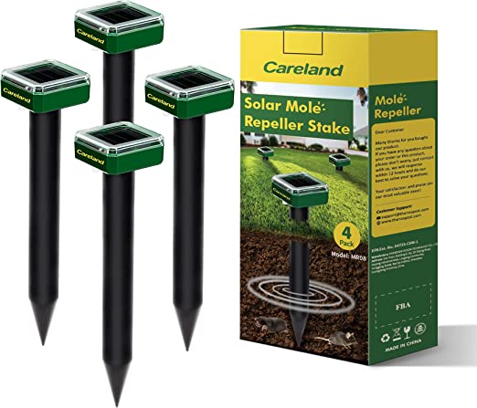 THANOS Solar Mole Repellent Stakes Groundhog Repeller Gopher Deterrent Spike Trap Get Rid of Voles from Garden Outdoor