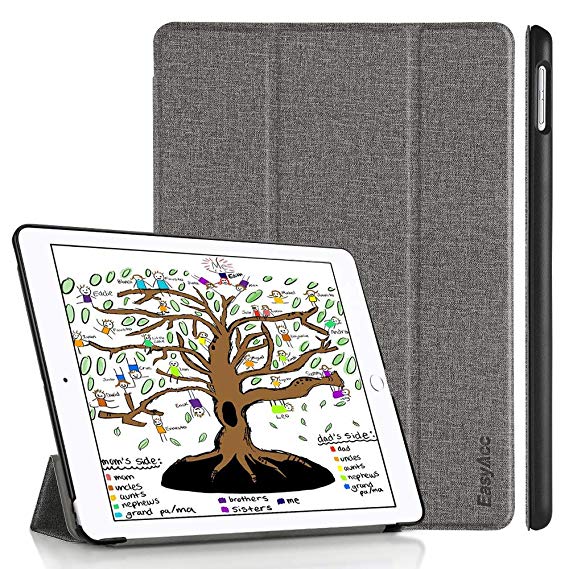 EasyAcc Case Cover for iPad 9.7 2018 iPad 6/2017 iPad 5, Ultra Slim Premium PU Leather Smart Case with Auto Sleep Wake-up Function/Standfunction Fit for iPad 9.7 inch A1822 A1823 A1954 A1893 [Grey]