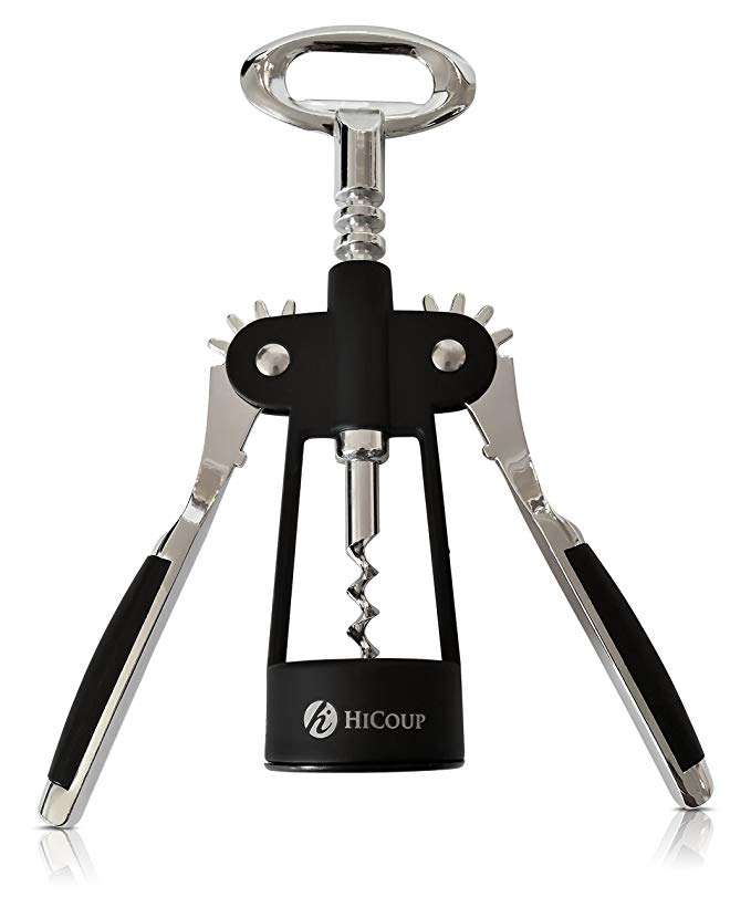 Wing Corkscrew Wine Opener by HiCoup - All-in-one Wine Corkscrew and Bottle Opener With Bonus Wine Stopper in a Deluxe Presentation Box
