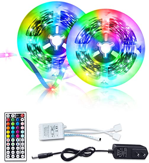 XunHe LED String Lights, 32.8ft RGB Led Rope Light with Remote 48Keys Remote Control 300LEDS SMD 3528 RGB Color Changing Led Strip Light for Bedrooms Outdoor