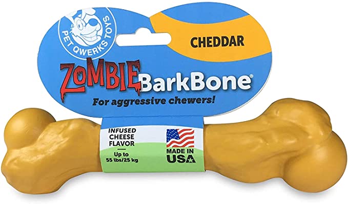 Pet Qwerks Zombie NYLON BarkBone - Chew Toy for Aggressive Chewers, Tough Durable Extreme Power Chewer Bone | Made in USA -  Available in 2 Flavors and 4 Sizes