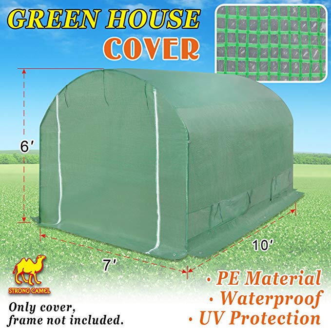 Strong Camel Replacement Cover for 10' x 7' x 6' Larger Walk In Outdoor Plant Gardening Greenhouse Green Color (FRAME DOES NOT INCLUDED)