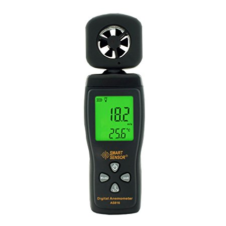 Qooltek Digital Handheld Anemometer Wind Speed Meter Guage Measurement Thermometer with LCD Backlight for Windsurfing Kite Flying Sailing Surfing