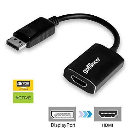 gofanco ACTIVE DisplayPort to HDMI Adapter (Black) – Supporting Displays up to Ultra HD 4K @ 60Hz & Eyefinity Compatible