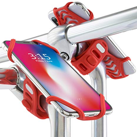 Bike Stem Phone Mount, Universal Bicycle Handlebar Cell Phone Holder for iPhone X 8 Plus 7, Samsung Galaxy S9 S8 Edge Note 8, Up to 6.5 Inch Smartphone, BIKE TIE PRO 2 (2nd Generation) - Red