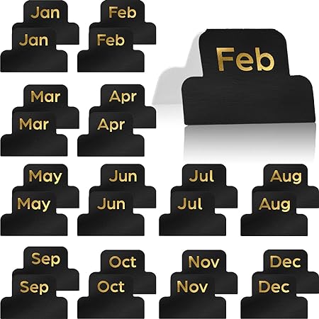 24 Pieces Adhesive Tabs Designer Accessories Monthly Tabs Planner Stickers Decorative Monthly Index Tab for Office Study Planners Organizations (Black)