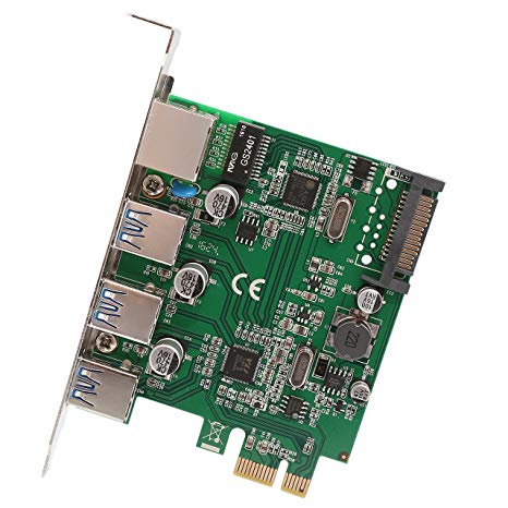 Syba SD-PEX50100 3 Port USB 3.1 Gen 1 and Gigabit Ethernet PCI-e 2.0 x1 Card