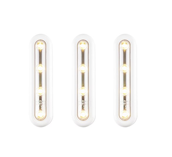 [New Generation] Ilyever Set of 3 Touch-Activated Stick-on Warm 4-Led Battery-0perated Touch Tap Light for Attic Basement Garage Cellar Path Stairs