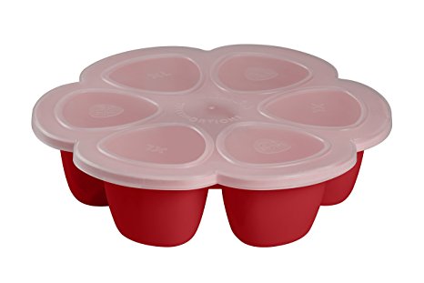 BEABA Silicone Multiportions Baby Food Tray, Oven Safe, Made in Italy, Cherry