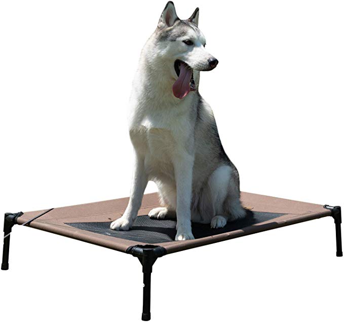 YEPHHO Detachable Elevated Dog Bed Oxford Cloth No-Slip Cool Breathable Durable Pet Bed for Indoor Outdoor (32.2inch x25.3inch x8.4inch，Grey)