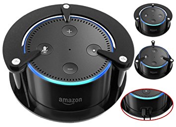 FitSand(TM) Speaker Stand Guard Holder Wall Mount for Echo Dot - Enhanced Strength and Stability (Black)