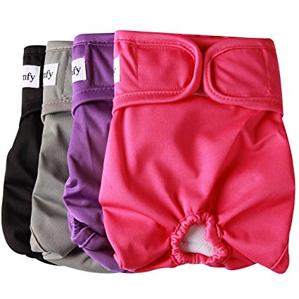 vecomfy Washable Dog Diapers Female for Small Dogs(4 Pack),Premium Reusable Leakproof Puppy Nappies by