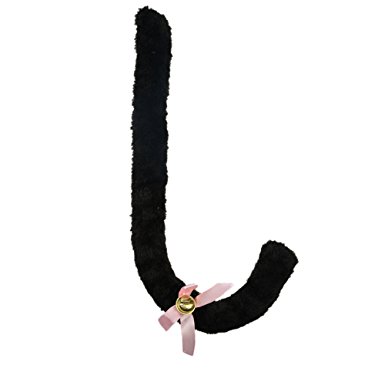 ZTL 27.5" Long Flexible Plush Cat Tail with Bowknot Bell Party Cosplay Costume