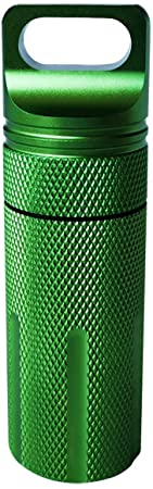 Kodi Health Pill Container - Aluminum Waterproof EDC Airtight Pill Holder, 1 Pack, Green