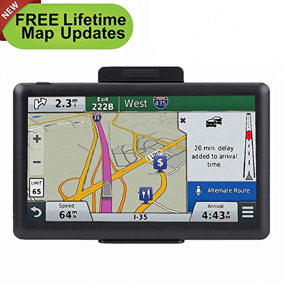 Car GPS, 7 inch Portable 8GB Navigation System for Cars, Lifetime Map Updates, Real Voice Turn-to-Turn Alert Vehicle GPS Sat-Nav