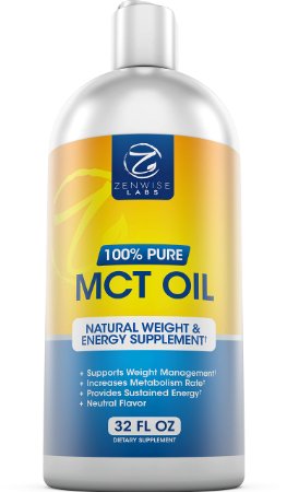 Premium MCT Oil Derived from Coconuts - Paleo and Vegan Friendly Supplement - 32 FL OZ