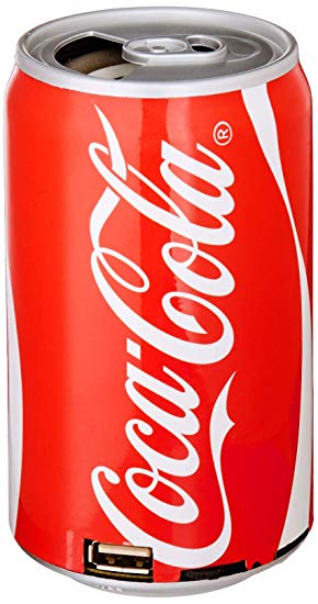 Coca-Cola Can Bluetooth Speaker, with FM Radio, Micro SD Card, USB, Aux Capabilities, 400mAh Polymer Battery, USB Charging Cable and Audio Cord Included
