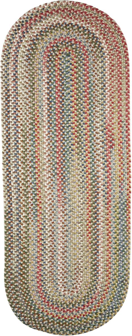 Super Area Rugs Gemstone Made in USA Braided Rug Colorful Kitchen Living Room Carpet, Champagne 2' X 6' Runner