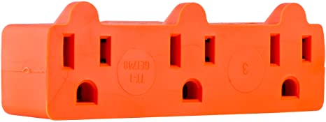 GE 54541 Heavy Duty 3-Grounded Outlet Adapter (Orange)