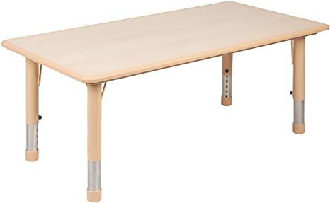 Flash Furniture 23.625"W x 47.25"L Rectangular Natural Plastic Height Adjustable Activity Table