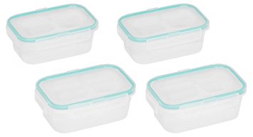 Snapware 1098449 2-Cup Airtight Rectangle Container with Teal Seal, Pack of 4 Containers