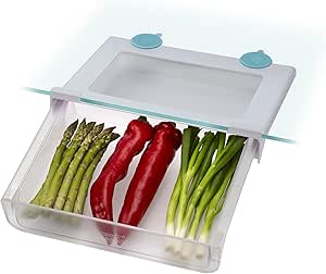 Joseph Joseph FridgeStore Under-Shelf Storage Drawer, Fits Flat and Rim Edged Shelves, Clear/Blue