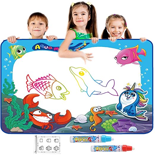 akimoom Aqua Magic Mat, Water Doodle Mat, [Ocean Series] Toddler Toys, Boys Girls Gifts For Aqua Doodle Mat Suitable for 2,3,4 Year Old Children Creative Painting,(2 Pens, Free Models)