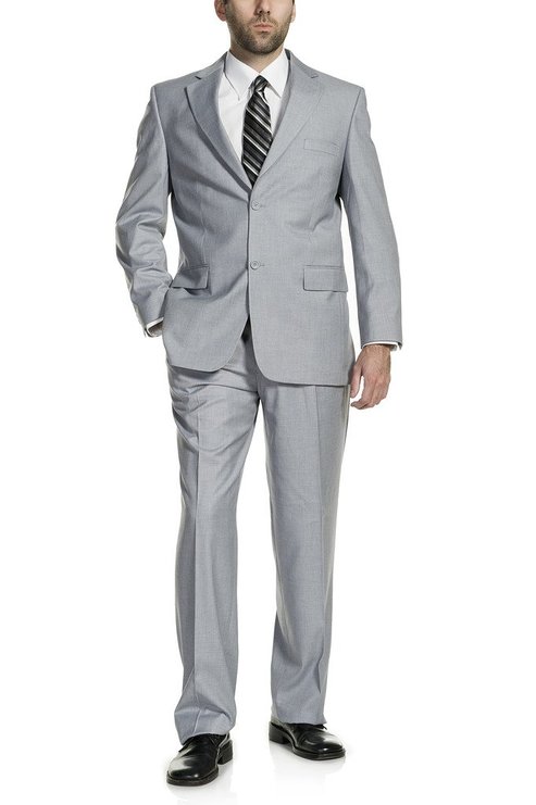 P&L Men's 2-Piece Classic Fit Office 2 Button Suit Jacket & Double Pleated Pants Set