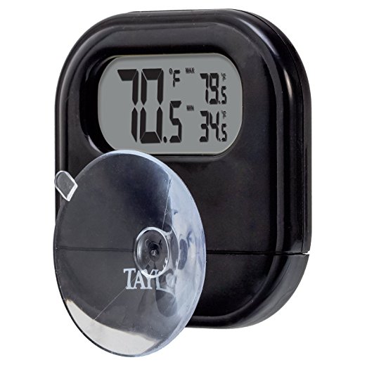 Taylor Precision Products Digital Indoor/Outdoor Thermometer with Reversible Suction Cup