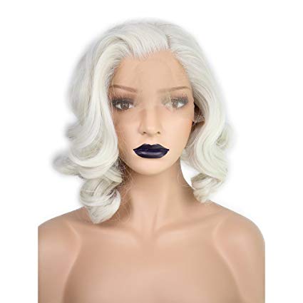 Anogol Hair Cap Short Curly Bob Wigs Blonde Synthetic Lace Front Wig Glueless Natural Hairline For Women Heat Resistant Full Hair