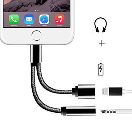 Seekermaker Braided 2 in 1 Lightning to 3.5mm Headphone Jack Adapter Charger Cable Converter For iPhone7 7plus