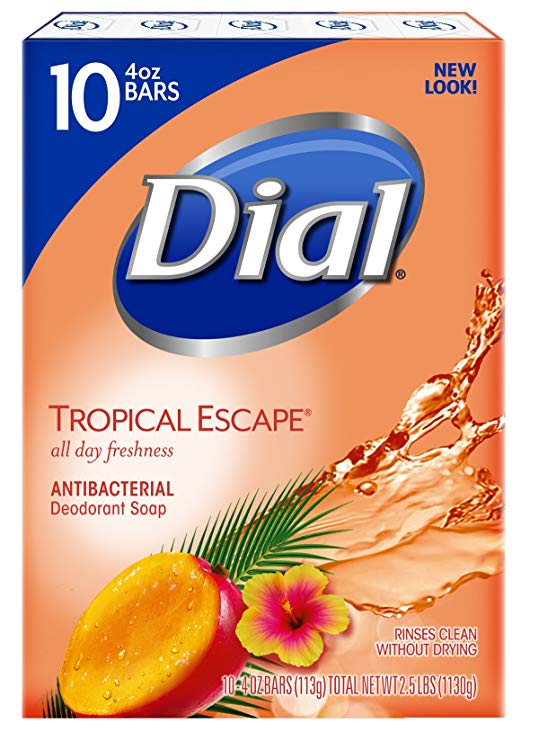 Dial Antibacterial Bar Soap, Tropical Escape, 4 Ounce, 90 Bars