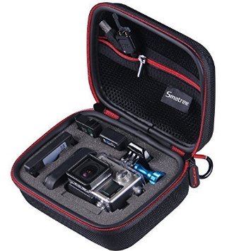 Smatree® SmaCase G75- Small Case for Gopro Hero, Hero 4, 3 , 3, 2 and Accessories (6.8" x2.7" x5") - Travel & Household Case with Excellent Cut  Foam Interior - Perfect Protection for Gopro Camera- Black & Red