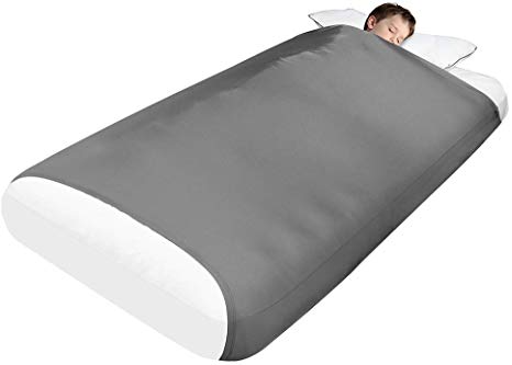 Sensory Compression Bed Sheet for Kids - Breathable, Stretchy, Deep Pressure Snuggle Pouch for Relaxing & Comfortable Sleeping (Twin Size, Gray)