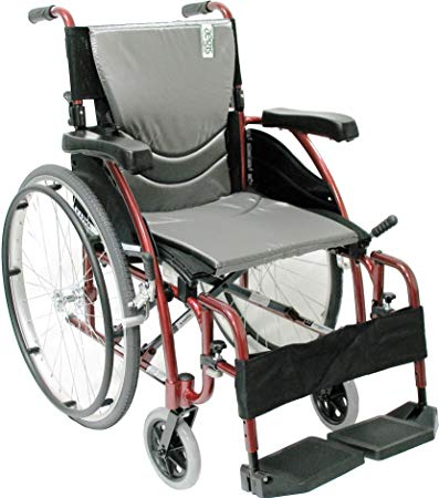 Karman Healthcare S-115 Ergonomic Ultra Lightweight Manual Wheelchair, Pearl Silver, 20 Inches Seat Width