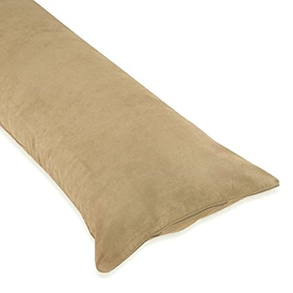 Camel Microsuede Full Length Double Zippered Body Pillow Cover