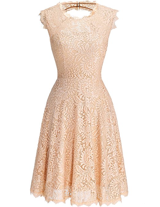 DRESSTELLS Women's Elegant Open Back Lace Cocktail Dress For Special Occasions