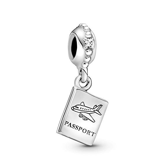 Pandora Jewelry - Passport Travel Dangle Charm in Sterling Silver with Clear Cubic Zirconia