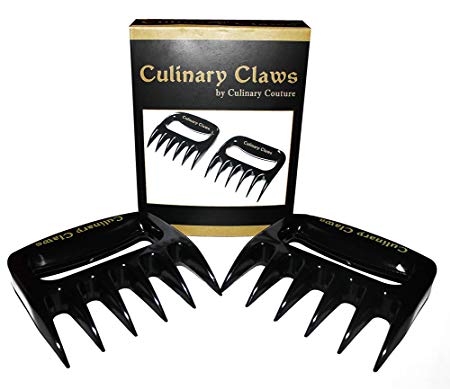 Culinary Couture Claws for Pulled Pork Shredding (2) | BBQ Grill Tools for Meat Handling | Heat Resistant Nylon Forks Perfect for Smoker Barbeque, Black