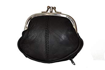 LeatherBoss Coin Purse Double Frame With Zipper Pocket