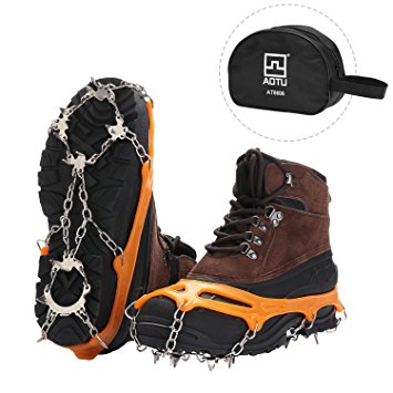DAS Leben Ice Grips Crampons /Ice Grippers Traction Cleats Snow Grips Ice Creepers,Anti Slip 18 Stainless Steel Microspikes Crampons with 1 Free Portable Case for Men Women Climbing
