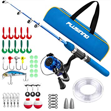 Kids Fishing Pole,Light and Portable Telescopic Fishing Rod and Reel Combos for Youth Fishing by PLUSINNO